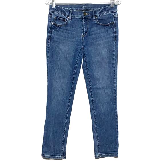 Loft Modern Cuffed Crop Whiskered Jeans Womens 2 Stretch Preppy Capsule Normcore - Picture 1 of 7